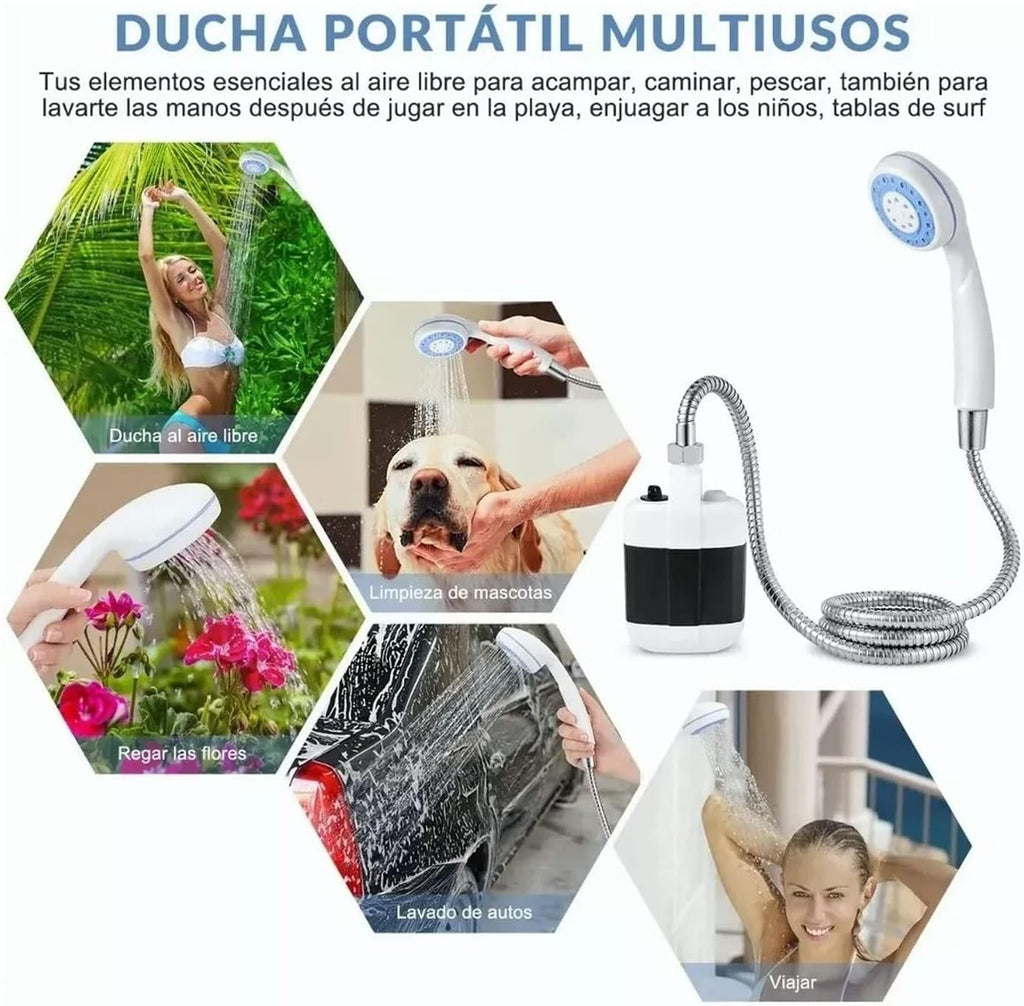 Portable Electric Shower with Battery Powered Pump Shower Head Nozzle E7445