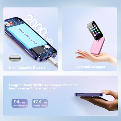 Pink 4G Unlocked Mini Phone with Android System R3102