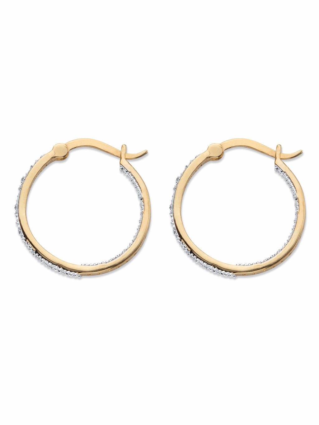 Round Diamond Accent Inside-Out Hoop Earrings 1/10 TCW Gold-Plated 7/8" V9366