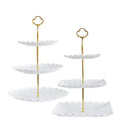 2 Pack White 3 Tier Plastic Dessert Cupcake Stand D598
