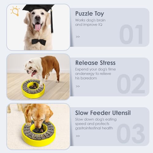 Yellow Dog Puzzle Slow Feeder Bowl J73414