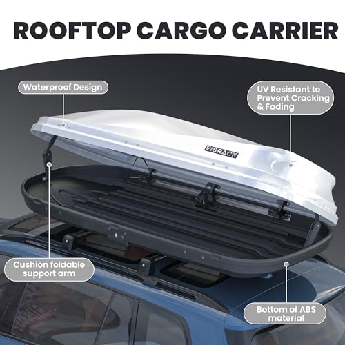 White 21 Cubic Feet Rooftop Cargo Box Carrier with Dual Side Opening V7081