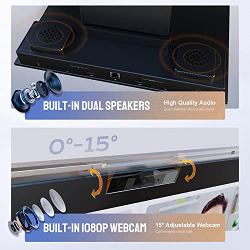 Dual 24" FHD Stacked Desktop Monitors with 1080P Webcam & Speakers, 100W USB-C Charging L783