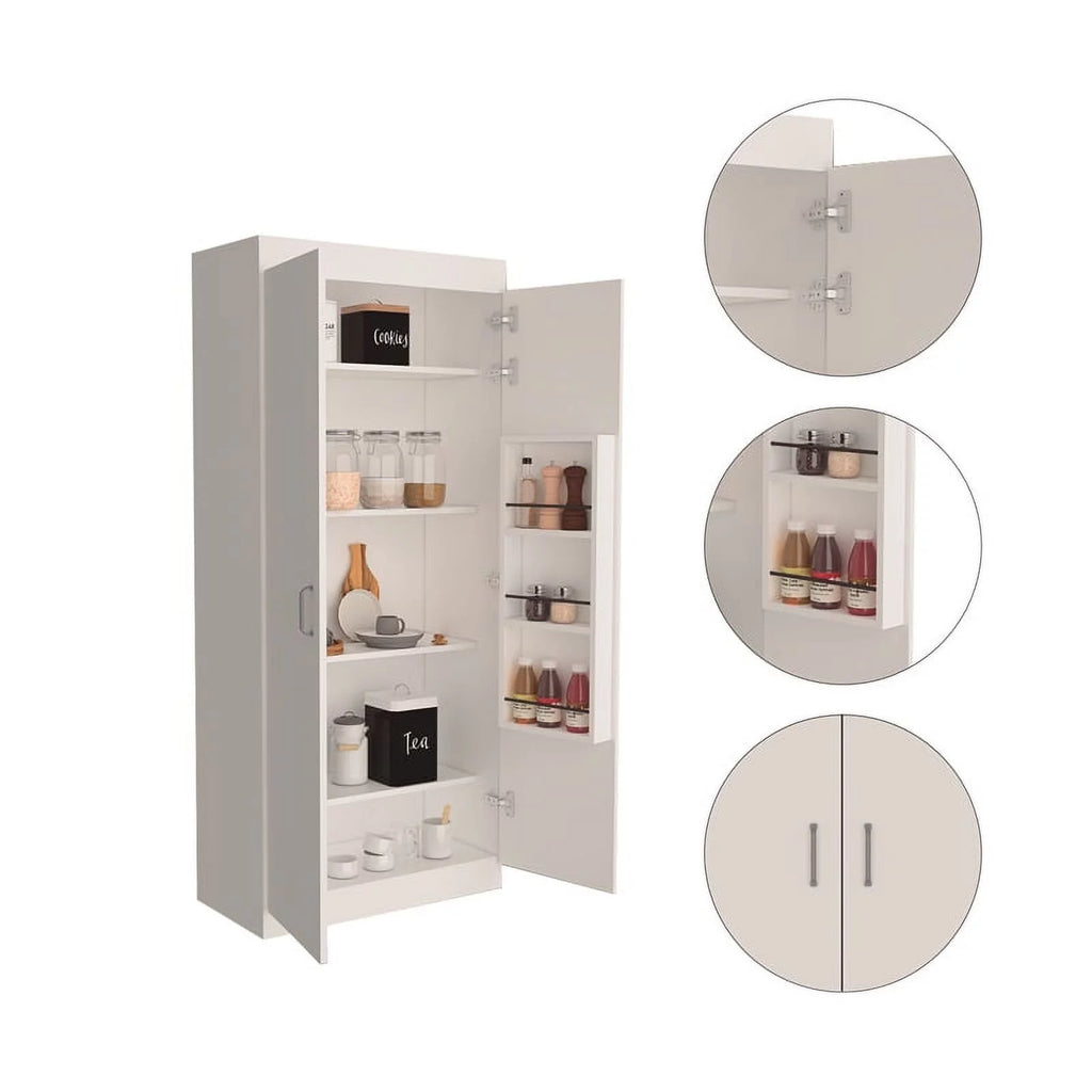 White 5-Shelf Engineered Wood Pantry Cabinet I5762