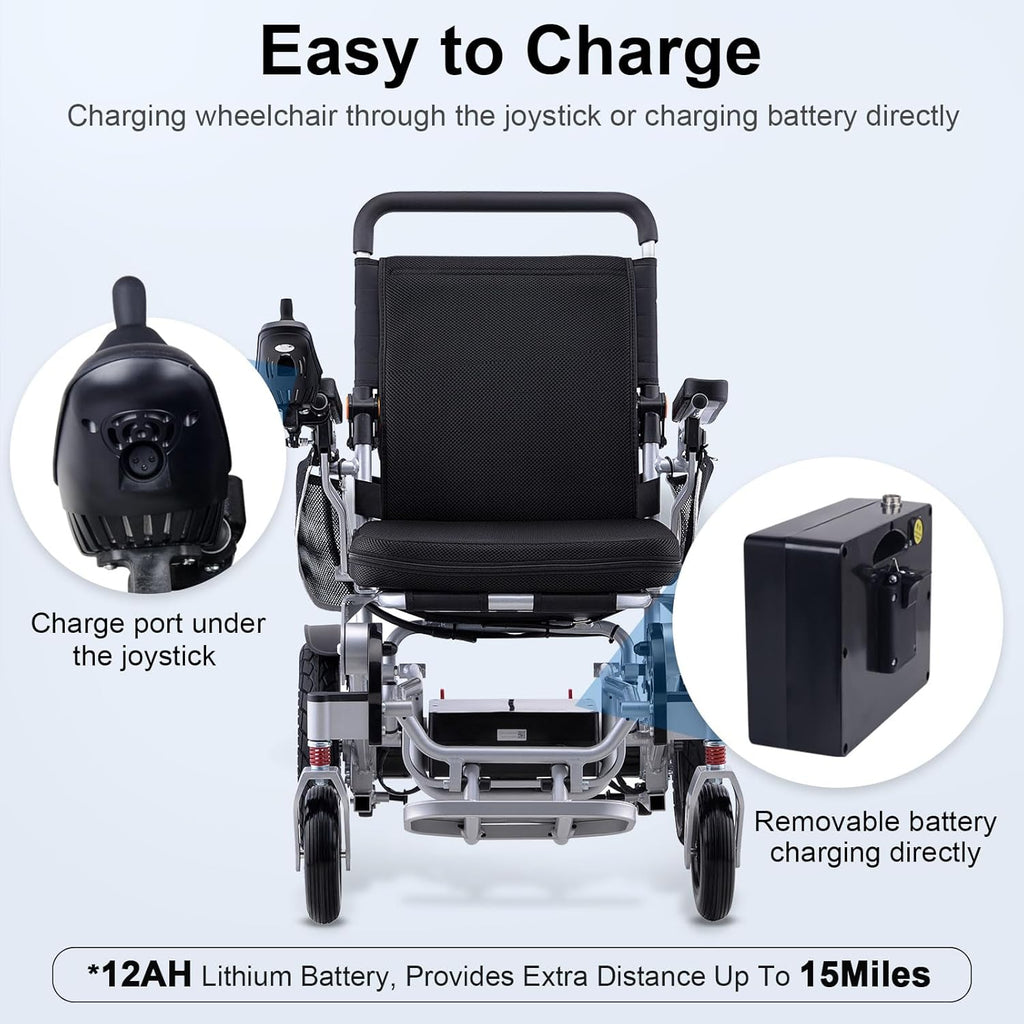 15 Miles Range Foldable Electric Wheelchair B7358