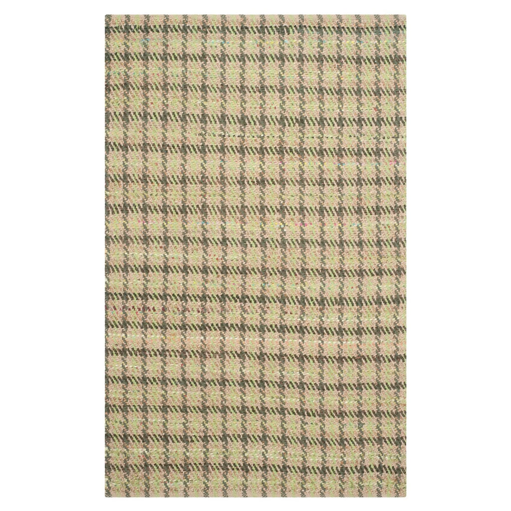 Green/Natural Checkered Geometric Area Rug P991746