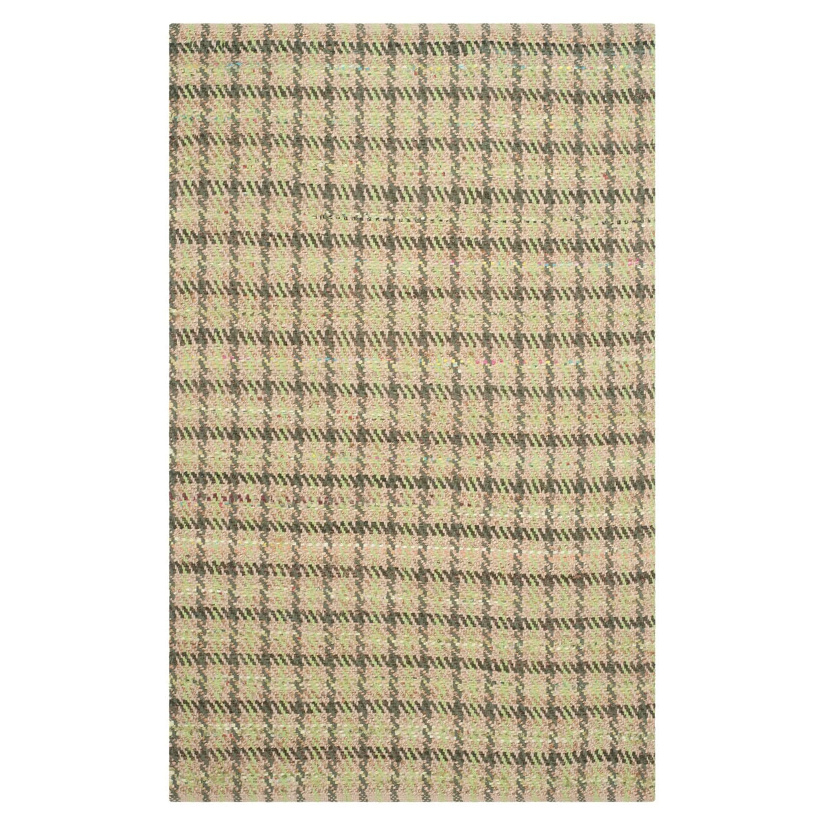 Green/Natural Checkered Geometric Area Rug P991746