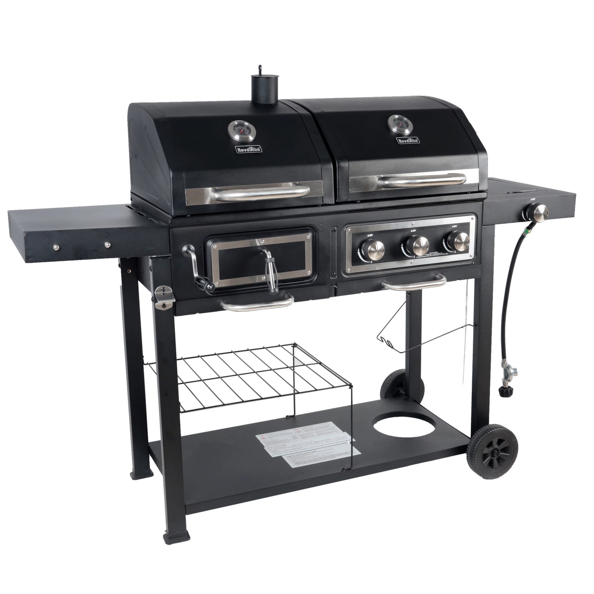 Dual Fuel Gas & Charcoal Combo Grill, Black with Stainless Y618