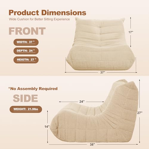 Black Plush Bean Bag Chair with Memory Foam C235