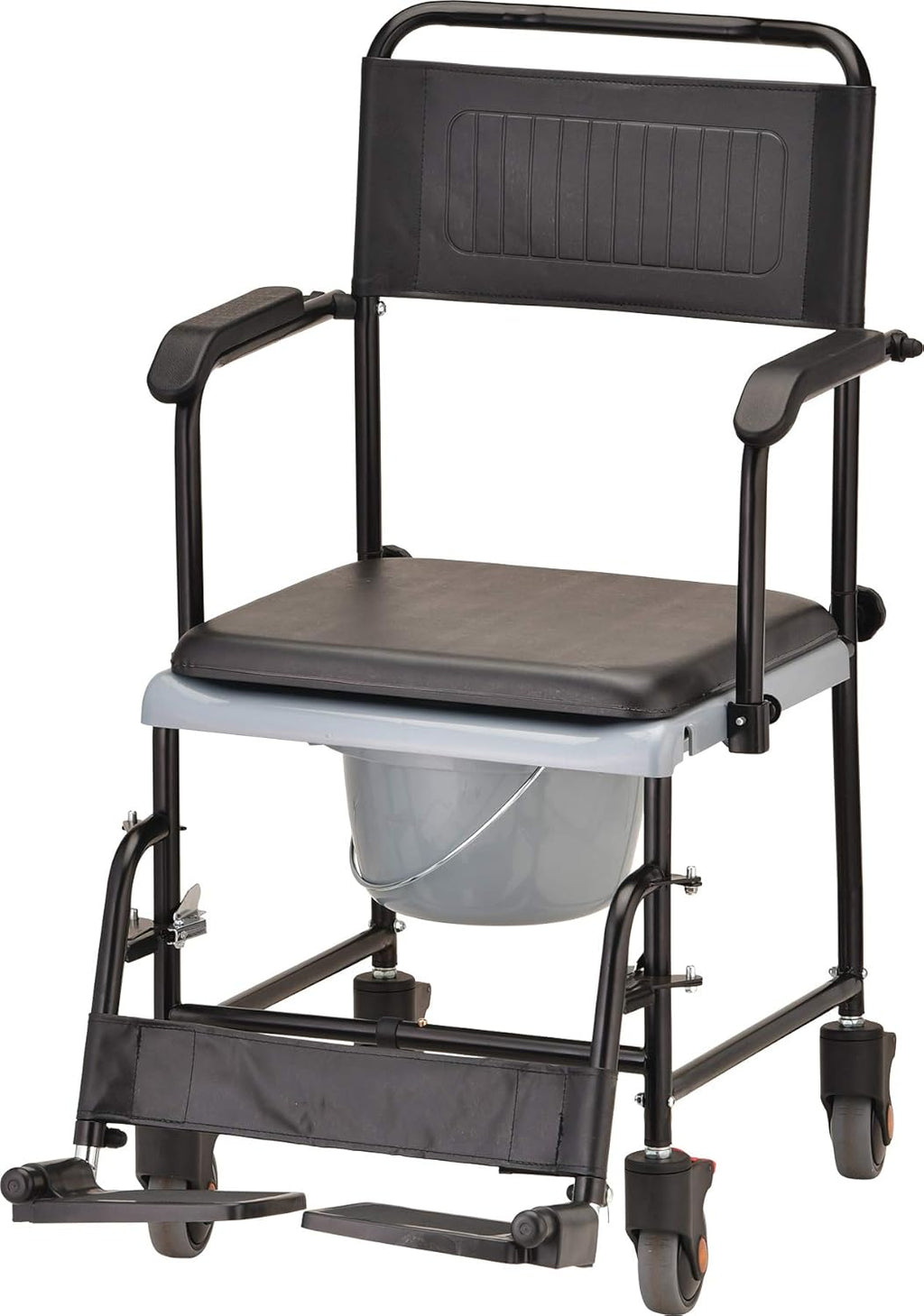 Hammertone Transport Chair Commode with Locking Wheels and Removable Padded Seat T184