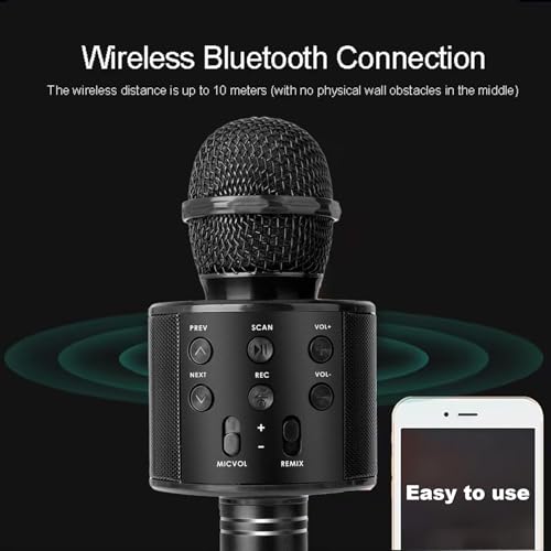 Black Wireless Bluetooth Karaoke Microphone Speaker T170315