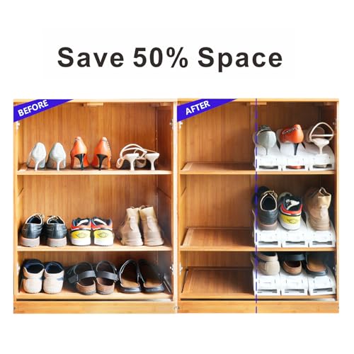White 16PCS Double Layer Shoe Rack I2549
