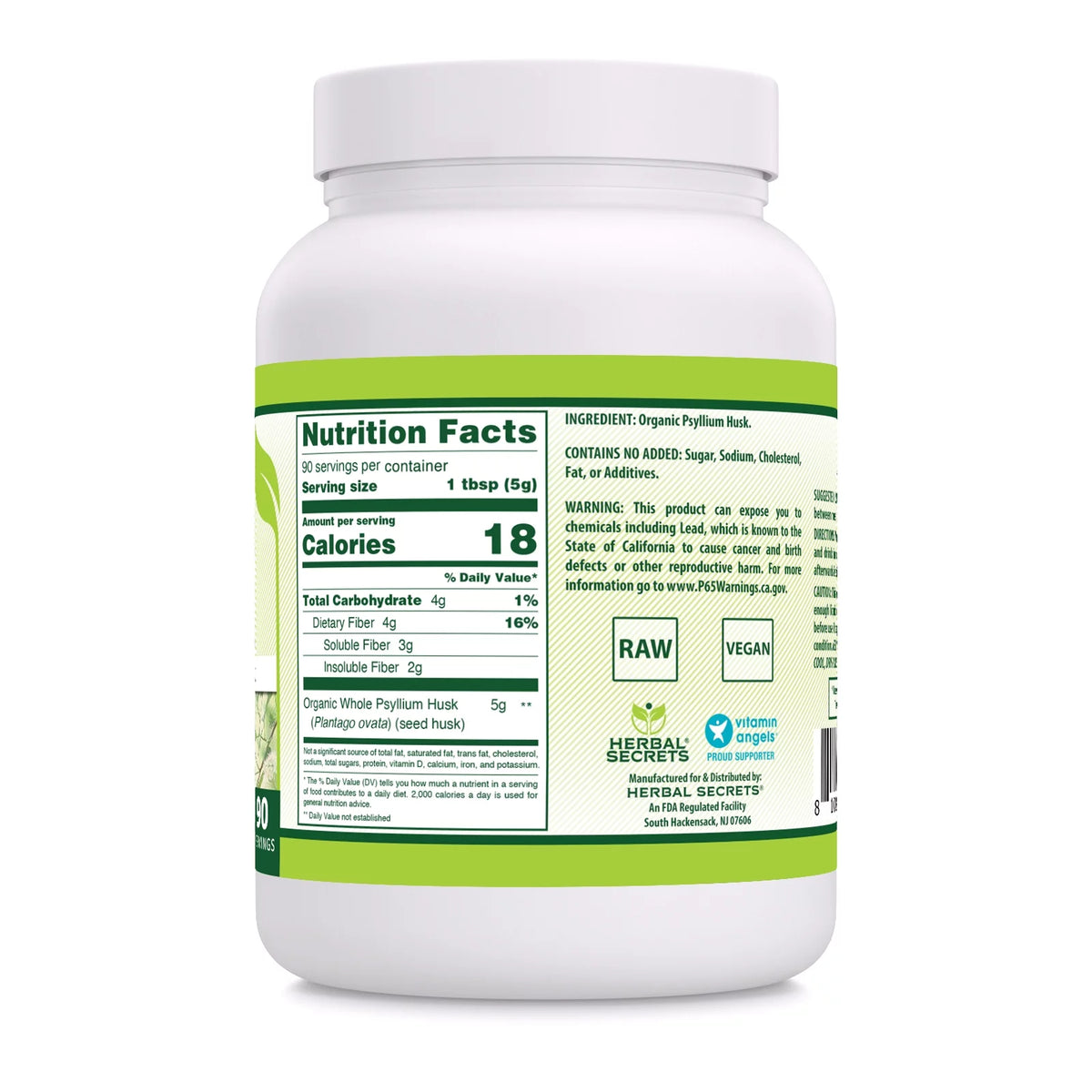 USDA Certified Organic Psyllium Husk 16 Oz O202
