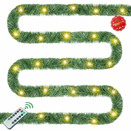 30 Feet 50 LED Battery Operated Pre-Lit Green Garland J614612