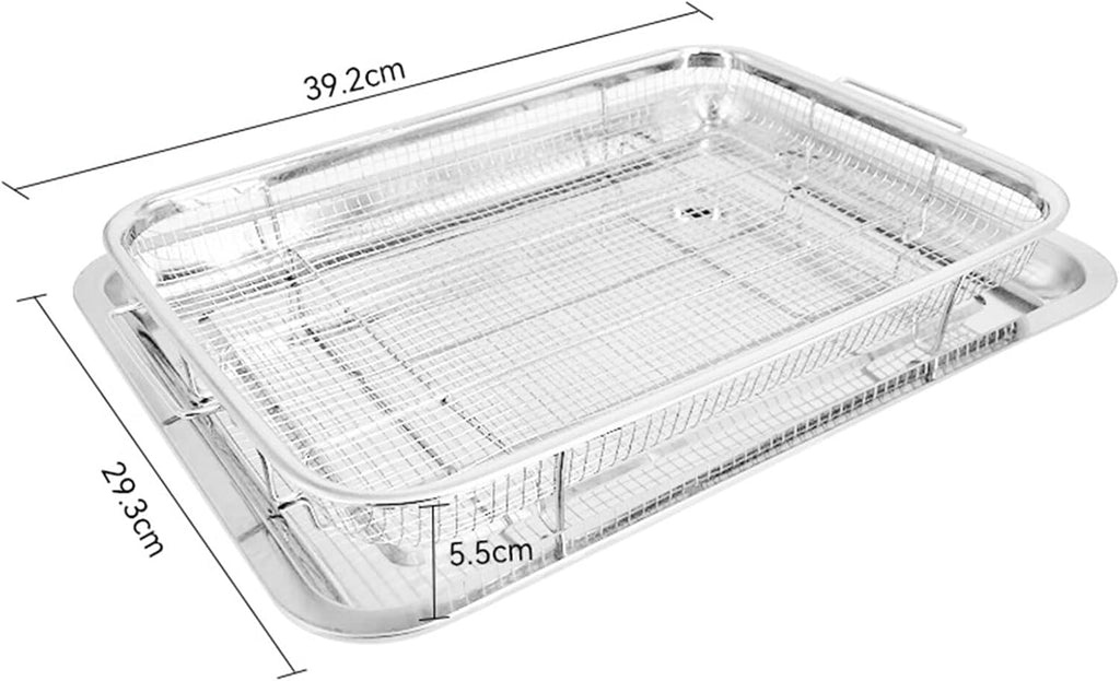 Stainless Steel Air Fryer Basket and Tray Set, 15.4" x 11.5" F9408