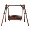 6.5ft Hardwood Patio Swing with Stand, Carbonized H2379