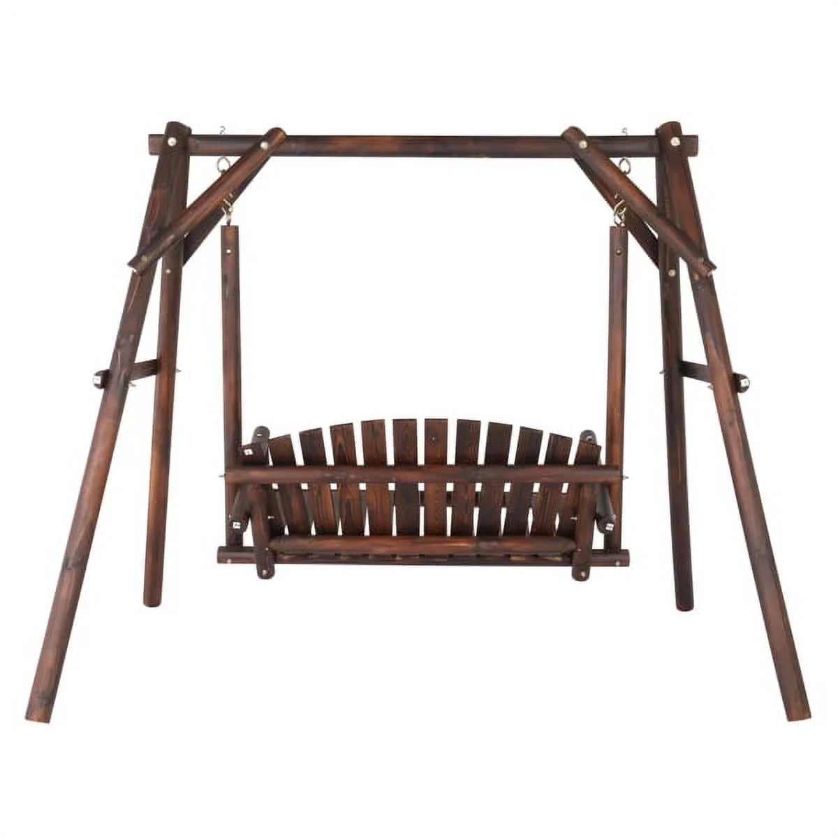 6.5ft Hardwood Patio Swing with Stand, Carbonized H2379