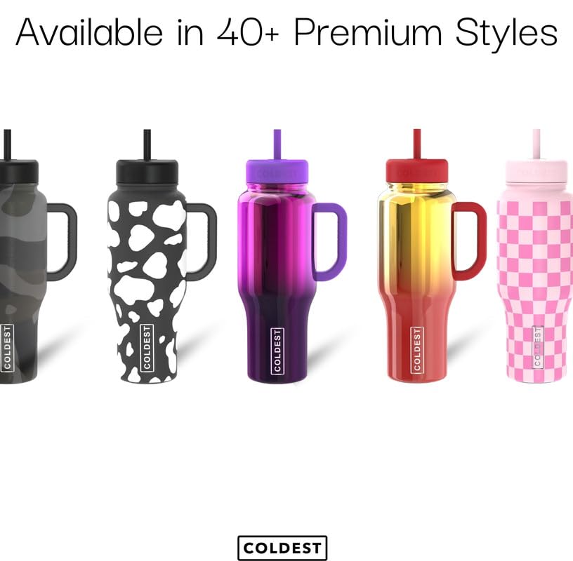 40 oz Stainless Steel Insulated Tumbler with Handle and Straw (3 Lids) Z3941