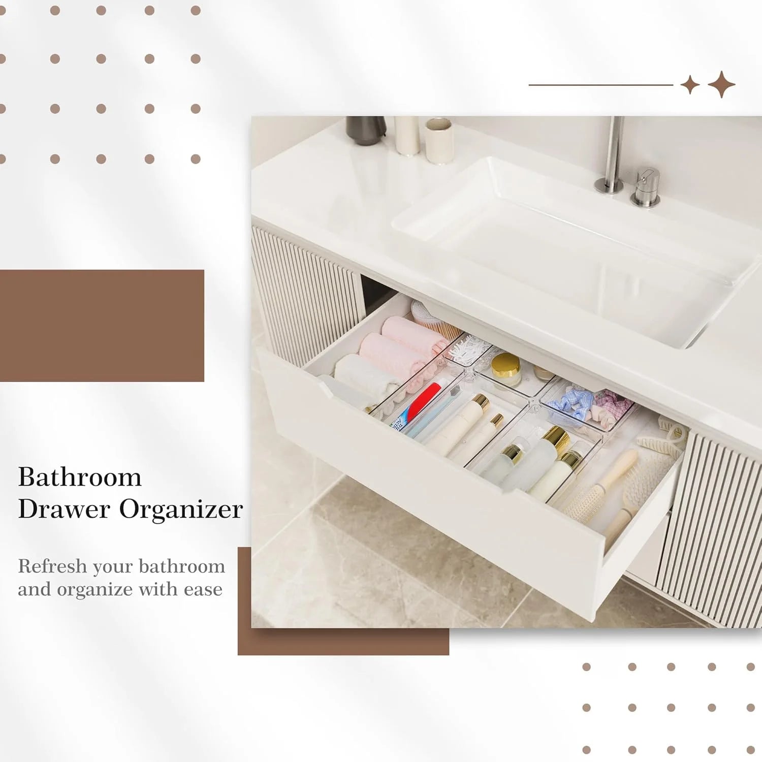 14 PCS Clear Plastic Drawer Organizer Set R7387