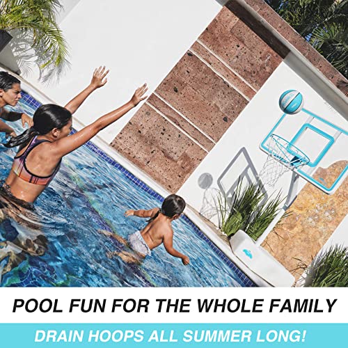 Outdoor Adjustable Height Swimming Pool Basketball Hoop with Ball, Base, 18 Inch Stainless Steel Rim F7275