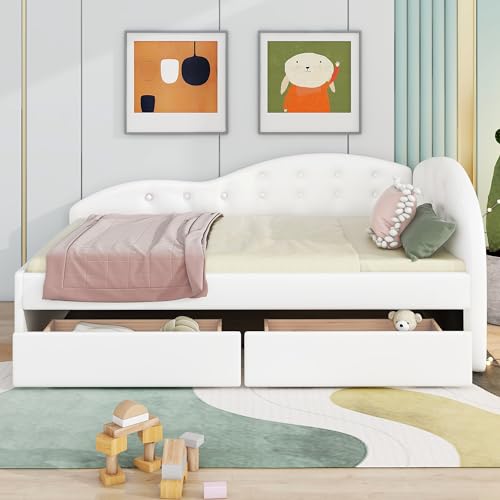 Gray Velvet Twin Size Daybed with Storage Drawers T781