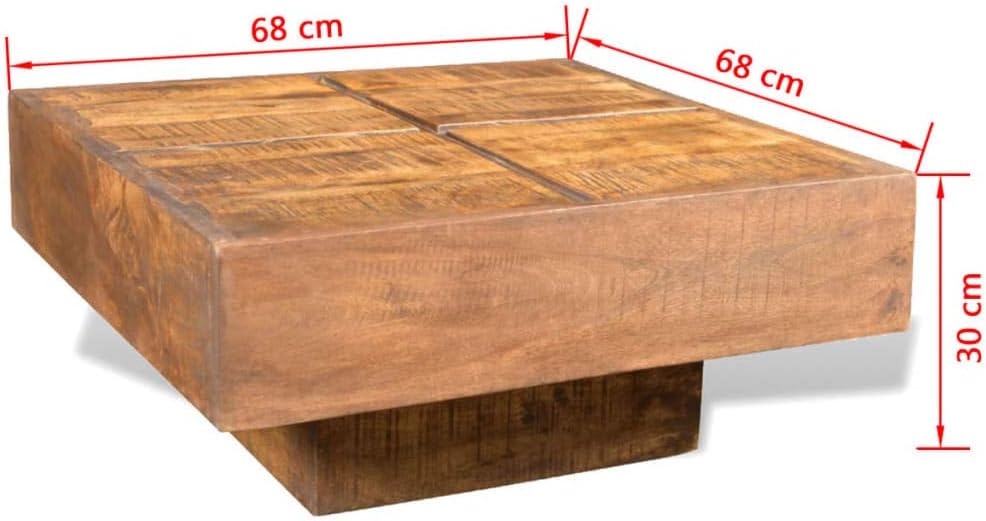 Brown Square Solid Mango Wood Coffee Table I860