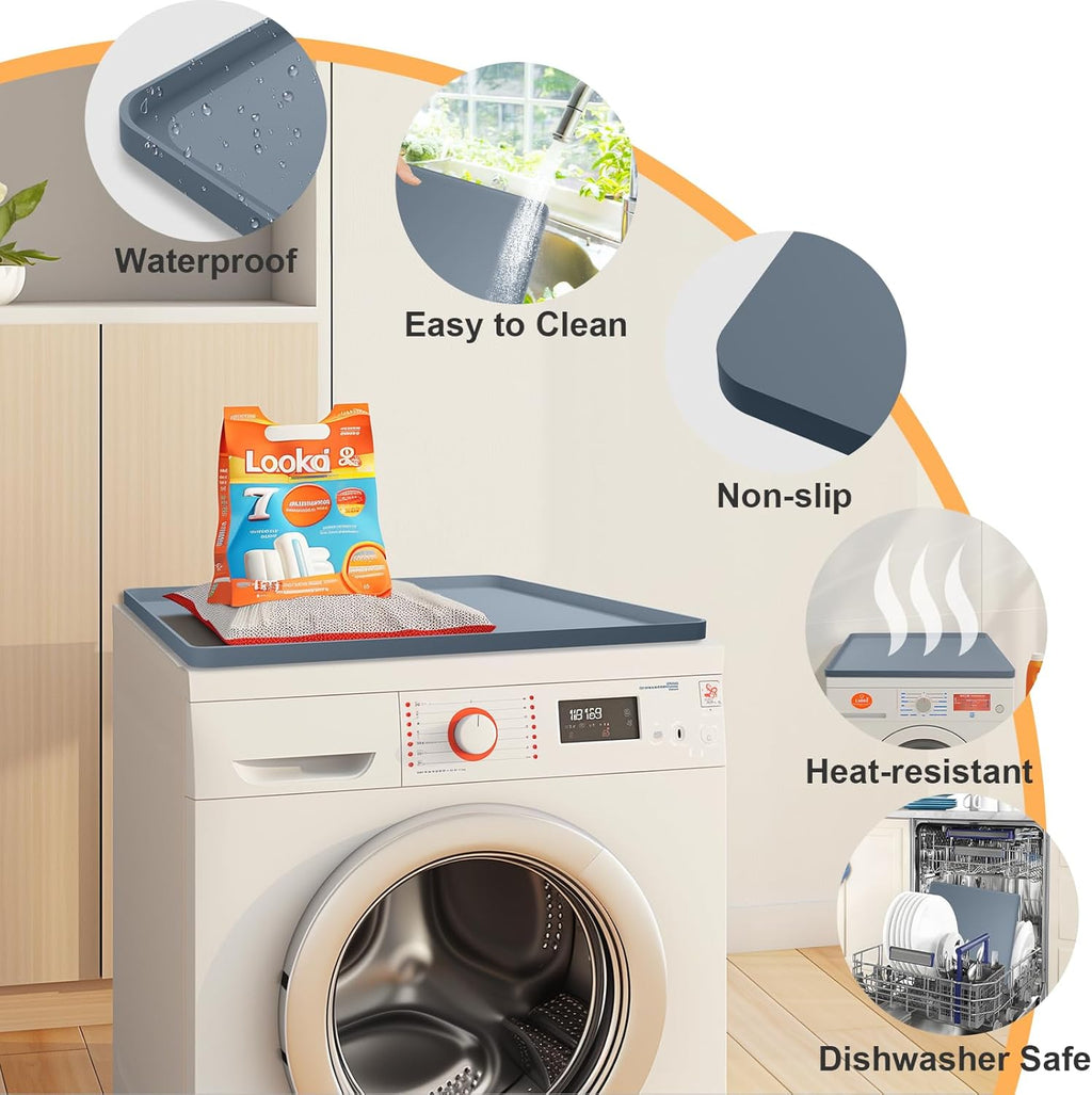 Grey Silicone Rubber Washer Dryer Top Protector Mat J75603
