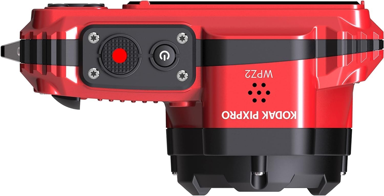 Red Rugged Waterproof Digital Camera with Case, Monopod, Card Reader (9 Items) F678706