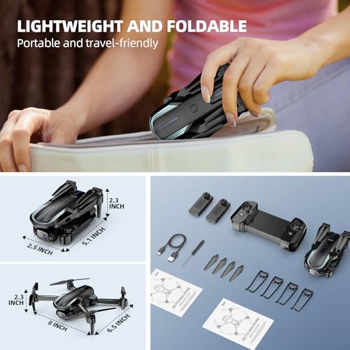 Mini Foldable Drone with 1080P HD Camera and 2 Batteries D98176