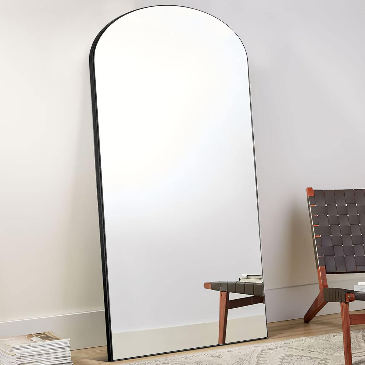 71''x31'' Black Arched Floor Mirror Y355660