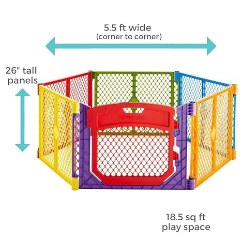 6 Panel Free Standing Play Yard, 26" Tall, Aqua F2932