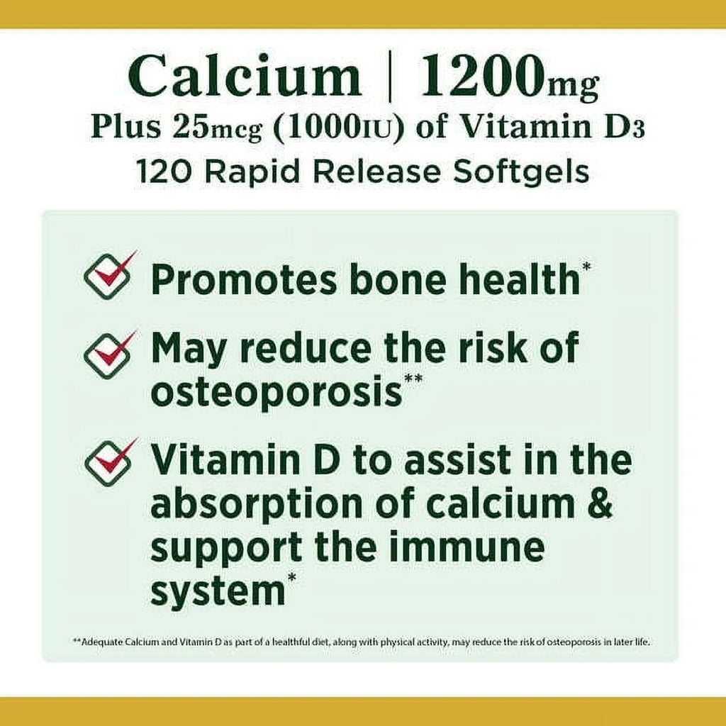 1200 mg Calcium Vitamin D3 Softgels, 120 Count N59414