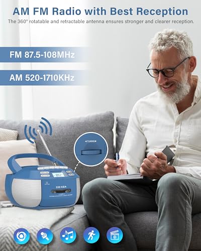 Boombox CD Player Cassette Player AM FM Radio with Bluetooth N900