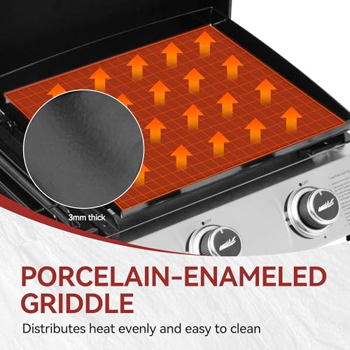 3 Burner Propane Gas Grill and Griddle Combo with Lid, Silver & Black U3730
