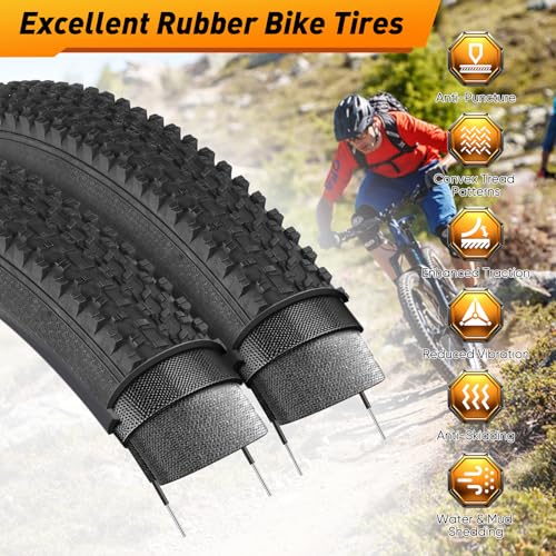 24/26x1.95 Inch Folding Bicycle Tire with Bike Tubes and Tire Levers (2 Packs) T91463