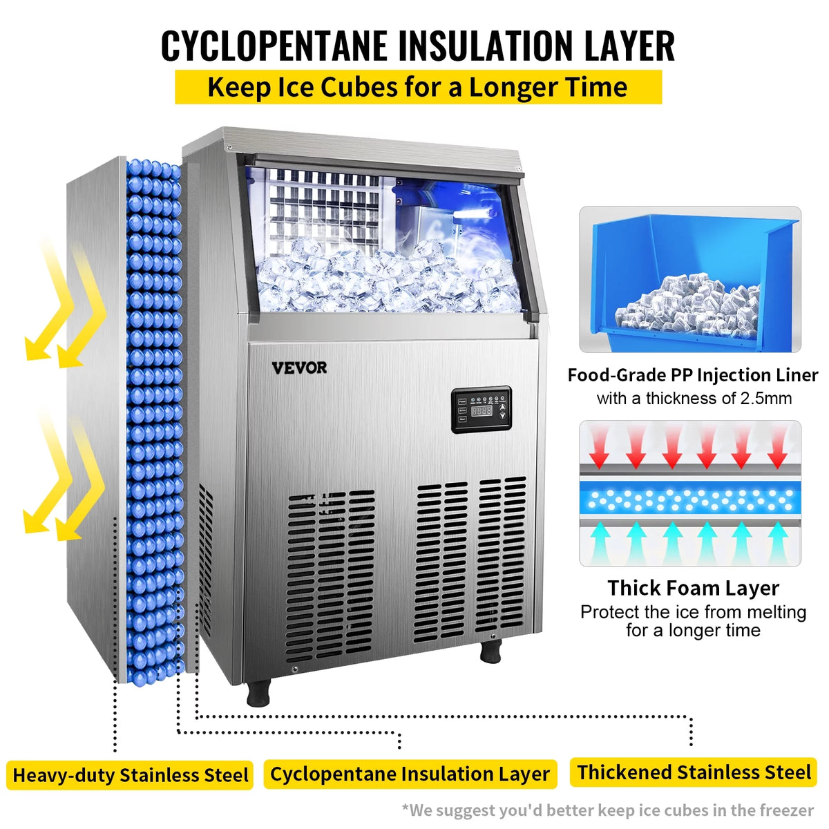 110V Commercial Ice Maker 110-120lbs/24H with 33LBS Bin Stainless Steel V561559