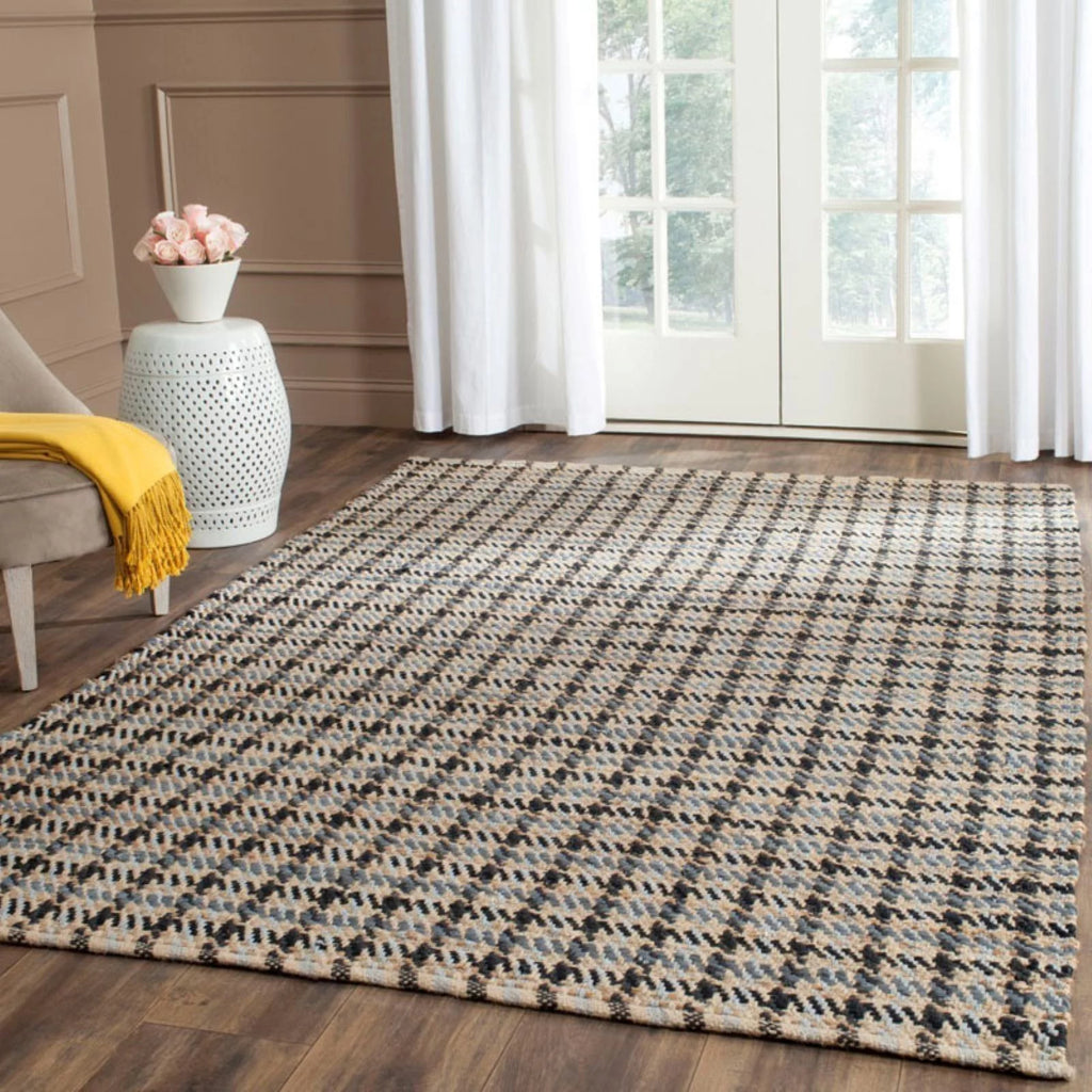 Green/Natural Checkered Geometric Area Rug P991746