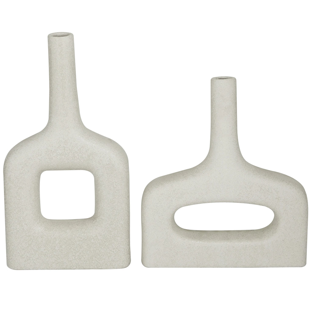 16" 13"H White Ceramic Vase Set of 2 T5207