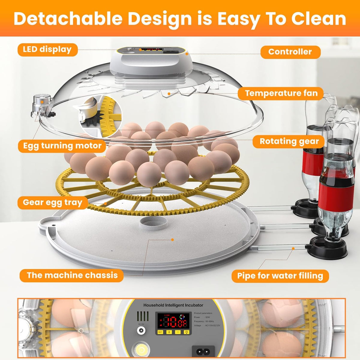 18-60 Eggs Incubator with Automatic Egg Turning and Auto Water Adding K163