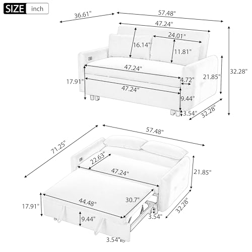 Blue Grey Corduroy 4 in 1 Convertible Sofa Couch Bed J95759