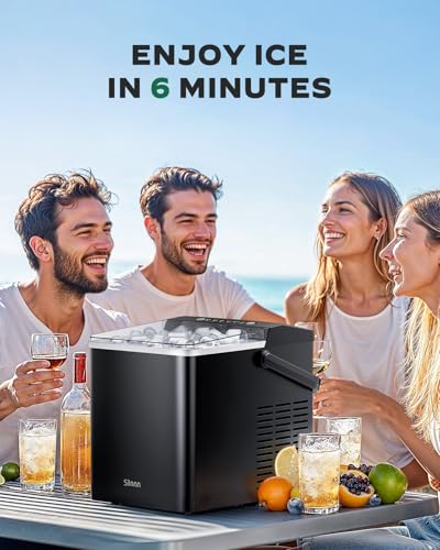 Black Self-Cleaning Ice Machine, 26Lbs/24H, 2 Sizes of Bullet Ice H207