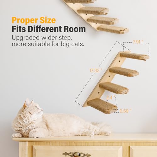 2 Pack 4 Steps Cat Wall Shelves with Sisal Rope S465239