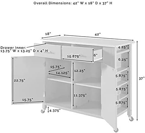 Black Wood Top Drop Leaf Kitchen Island T637