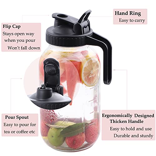 64 OZ Glass Pitcher With Pour Spout Lids O96681