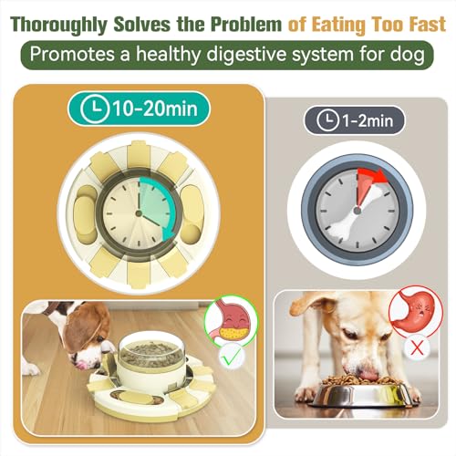 Dog Puzzle Toy Slow Feeder with Button Level 2 in 1 YLW E230