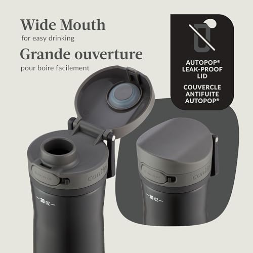 Stainless Steel Water Bottle with Carry Handle and Secure Lid, Vacuum-Insulated and BPA-Free, Licorice, 20 oz J9014