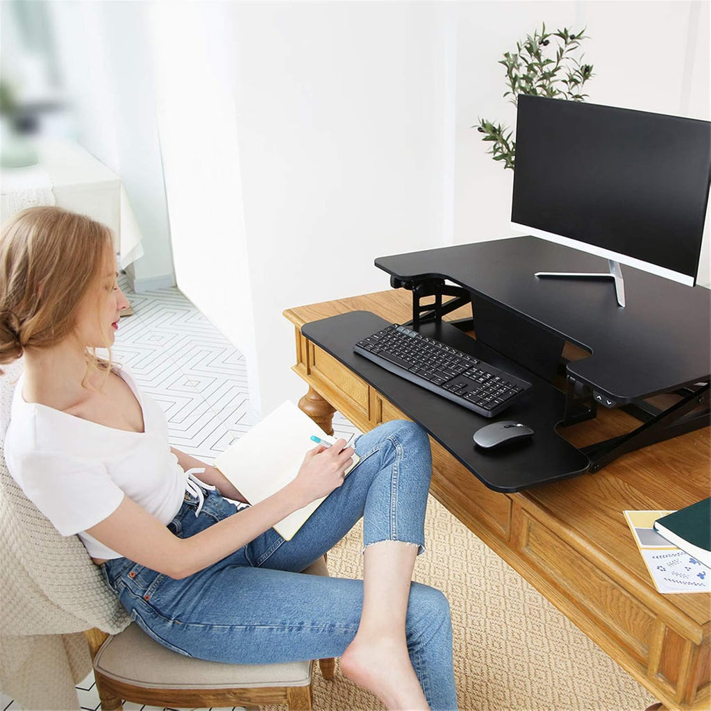35" Wide Electric Standing Desk Converter with Keyboard Tray Y84616