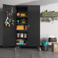 Black 72 Inch Metal Storage Cabinet with 4 Adjustable Shelves U77769