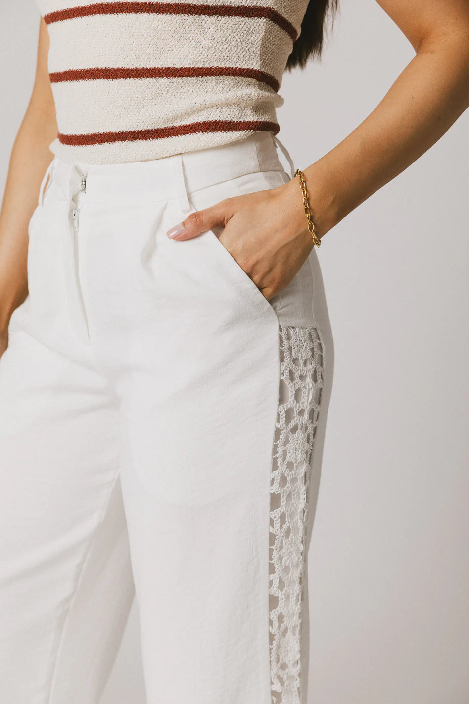 White Crochet Pants R746