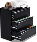 Black 3 Drawer Locking Metal Lateral File Cabinet H15049